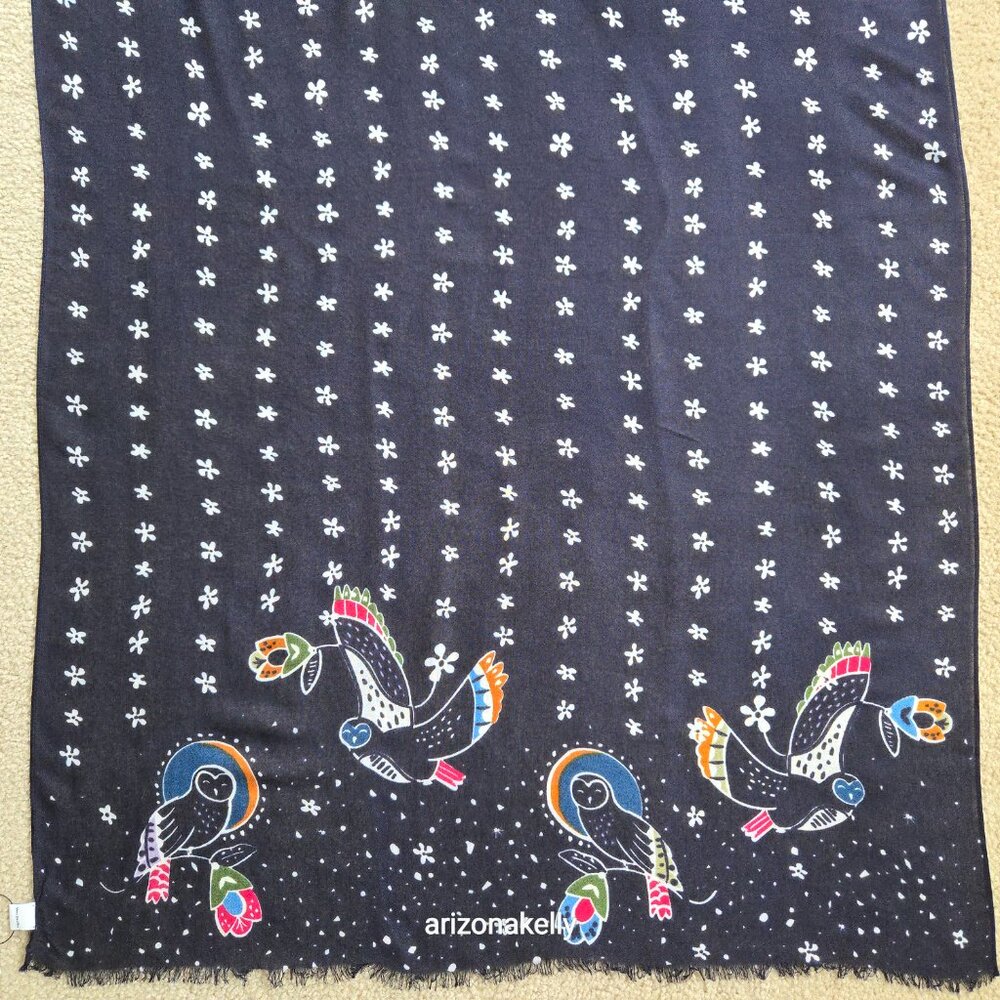 NWT Owls in Night Sky Scarf Vera Bradley Barn Owls - Picture 5 of 11